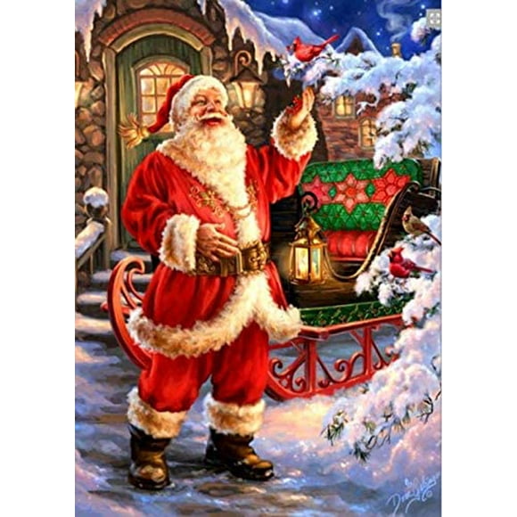 5D Diamond Painting Full Drill Kits, Yeesam Art Santa Claus Christmas Little Bird Snow House DIY Round Diamond Art Mosaic Crafts Cross Stitch Kits 30x40cm