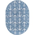 thumbnail image 3 of Unique Loom Outdoor Coastal Collection Area Rug - Ahoy (5' 3" x 7' 10" Oval Blue/Ivory), 3 of 7