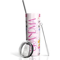 Grandma Tumbler Grandma Gifts For Grandma Best Grandma Mug Floral Cute Coffee Tumbler Birthday Gifts 20 Oz Vacuum Insulated Stainless Steel Bottle Travel Mug Coffee Cup Water Wine Gifts