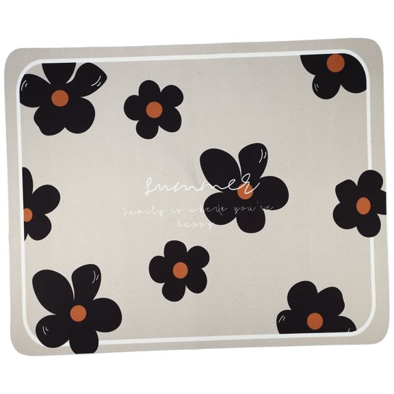 1 Pc Drain Pad Hyuna Flower-Cream White Dish Drying Mat for Kitchen Beige Black 19.69"x15.75" Silicone