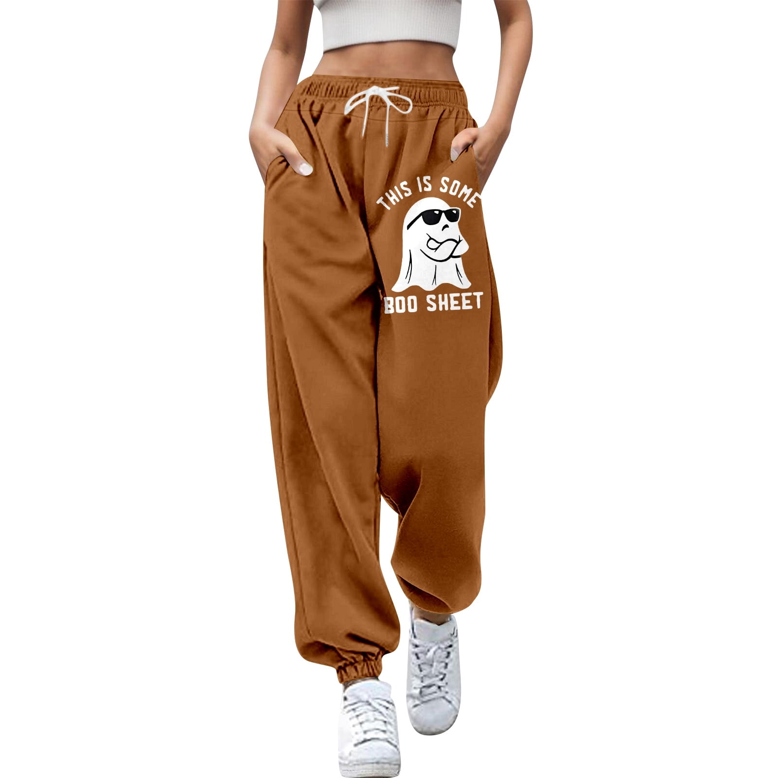 LUOGENLI Female Casual Pants Women Fashion Trousers Pumpkin