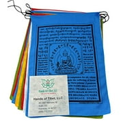 Handmade Large Cotton Medicine Buddha Prayer flags in Tibetan with English Translation (9x12)