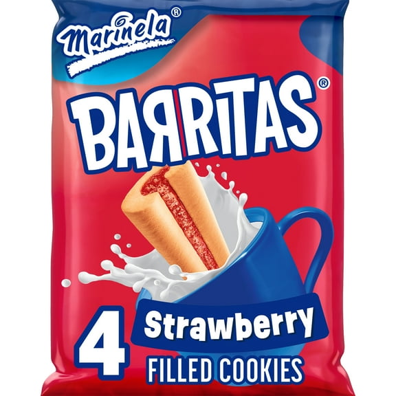 Marinela Barritas Fresa Filled Cookies, 2 packs, Strawberry Cookie Bars, 3.88 oz Bag