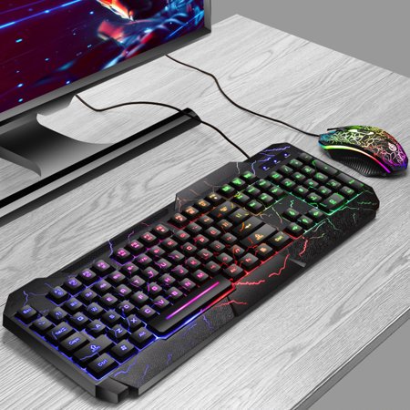 mouse keyboard gaming rainbow led d620 button combo pc walmart key mechanical feeling