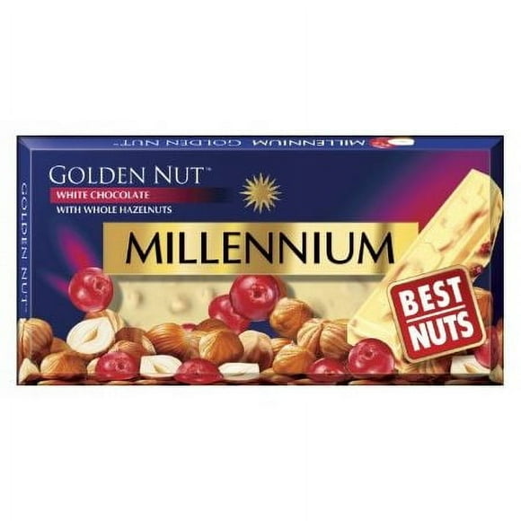 Chocolat blanc MILLENNIUM Golden Nut aux noisettes entières et aux canneberges