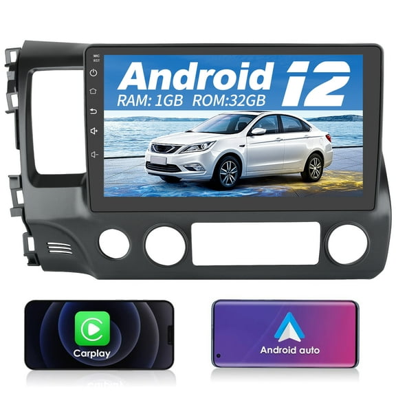 Awesafe 10 Inch Car Stereo Radio for Honda Civic 2006-2011, Android 12 with Wireless Carplay,Android Auto Steering Wheel Control