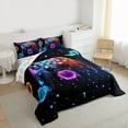 thumbnail image 3 of Castle Fairy Teens Boys Abstract Gradient Gamepads Bedding Comforter Set 2pcs,Video Game Twin Comforter Sets Microfiber,Galaxy Geometric Honeycomb Breathable Bedding Set,Lightweight Room Decor, 3 of 8