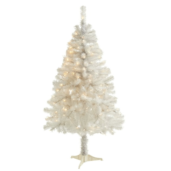 Nearly Natural 5' White Artificial Christmas Tree with 150 Clear LED Lights