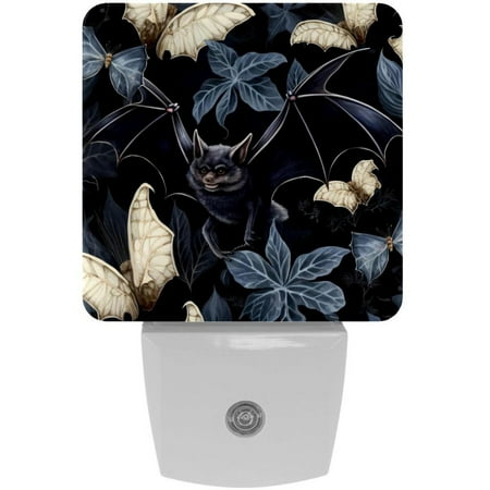 

Bats LED Square Night Light - Energy Efficient Plug-in Nightlight with Auto Sensor for Bedroom Bathroom and Hallway - Soft Glow Illumination - White Pack of 2