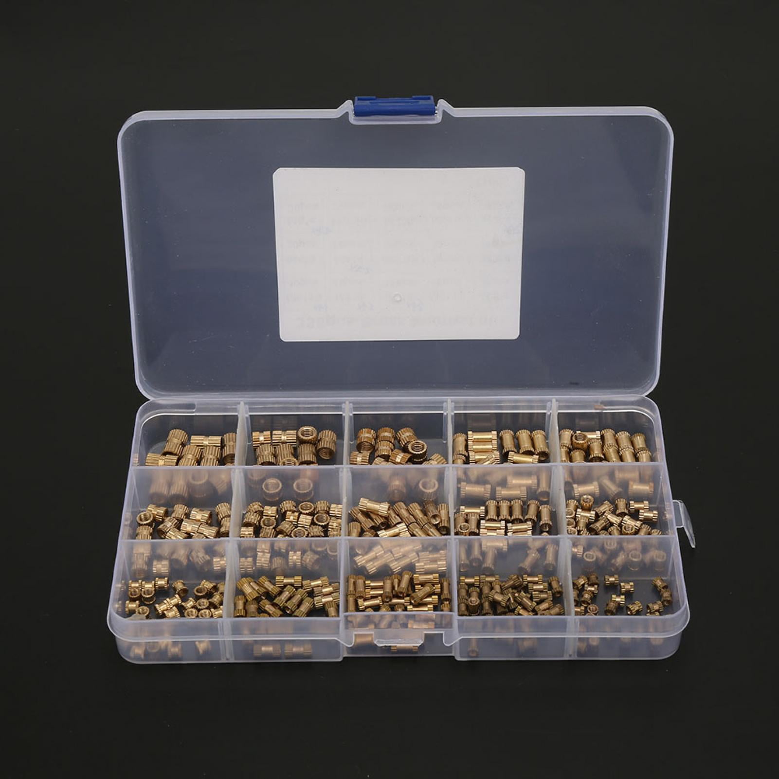 Insert Nut Kit Brass Insert Nut 15 Types 330Pcs Maintenance Fields for Electrical Equipment with Box Isolation Column Knurl Insert Nut 