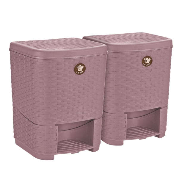 Kit 2 Botes de basura La Ardilla de plástico con pedal 8L (Rosa Magnolia)