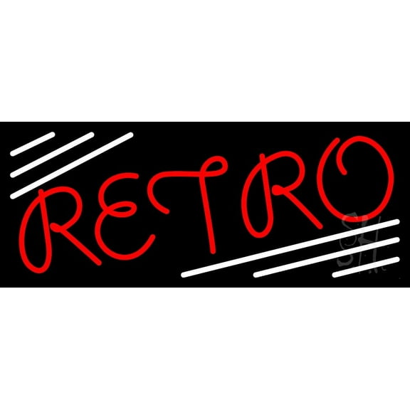 Red Retro Block LED Neon Sign 10 x 24 - inches, Black Square Cut Acrylic Backing, with Dimmer - Bright and Premium built indoor LED Neon Sign for café, club, party, event and stroefront.