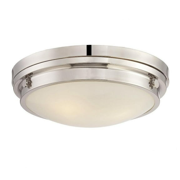 3 Light Flush Mount-Transitional Style with Contemporary and Industrial Inspirations-4.75 inches Tall By 15 inches Wide-Polished Nickel Finish Bailey