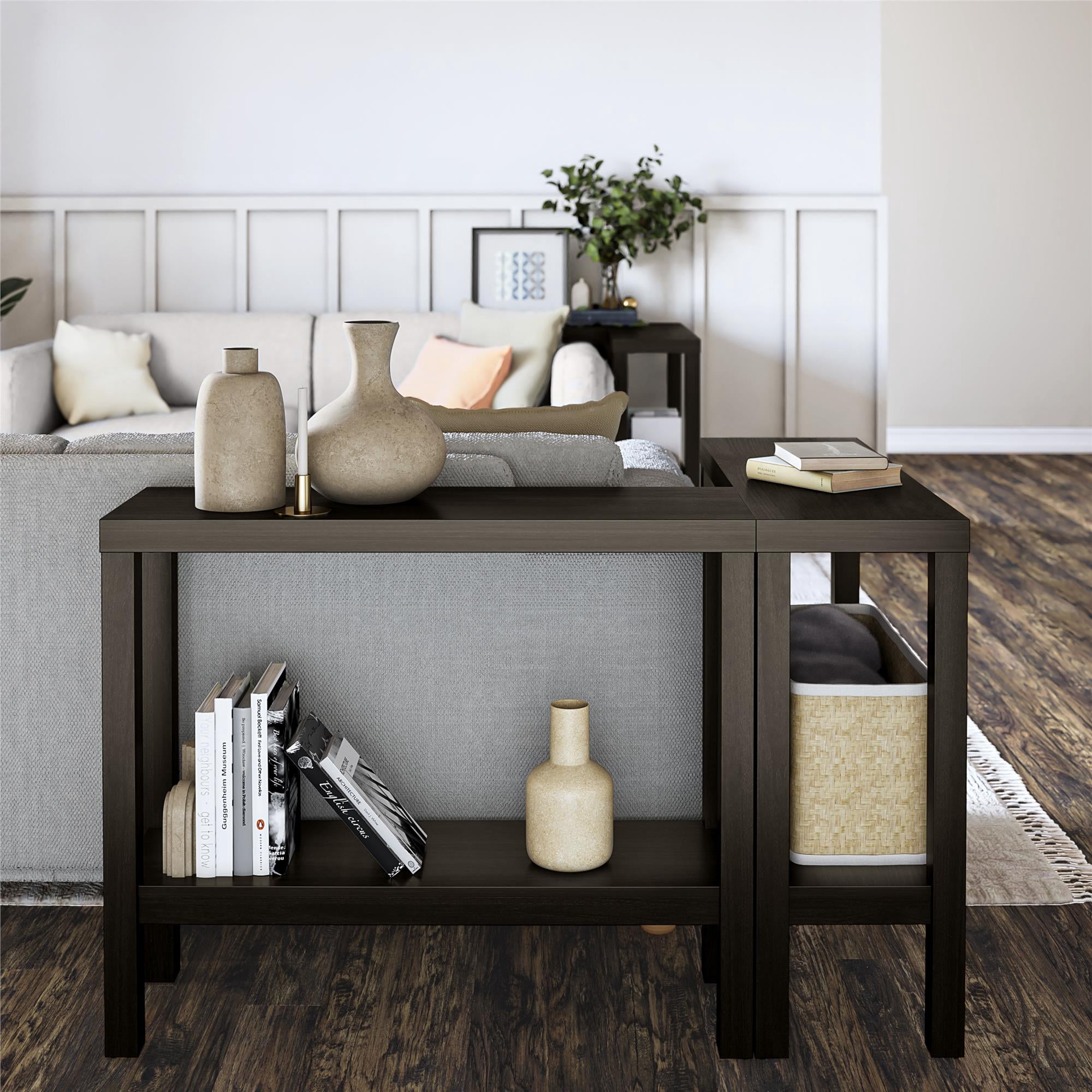Ameriwood Home Glyndon Wrap-Around Sofa Accent Tables Bundle - Set of Two, Espresso