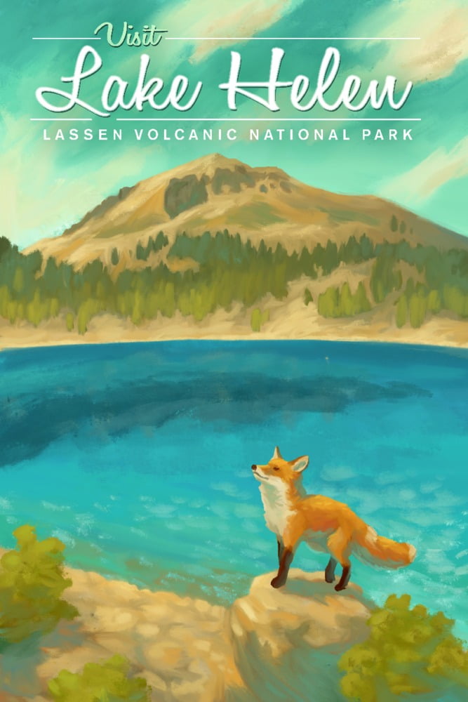 Lassen Volcanic National Park, California, Lake Helen, Oil Painting (12x18 Wall Art Poster, Room