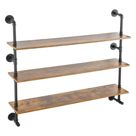 FITHOOD Industrial Pipe Shelf 3 Tier 48x9.84in Wall-Mount for Kitchen Bedroom