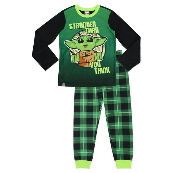 Lego Baby Yoda Boys 2 Piece Microfleece Long Sleeve Top and Pants Pajama Set, Sizes 4-12