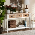 thumbnail image 6 of Bowery Hill White and Oak Brown Finished Wood 3-Drawer Console Table, 6 of 8