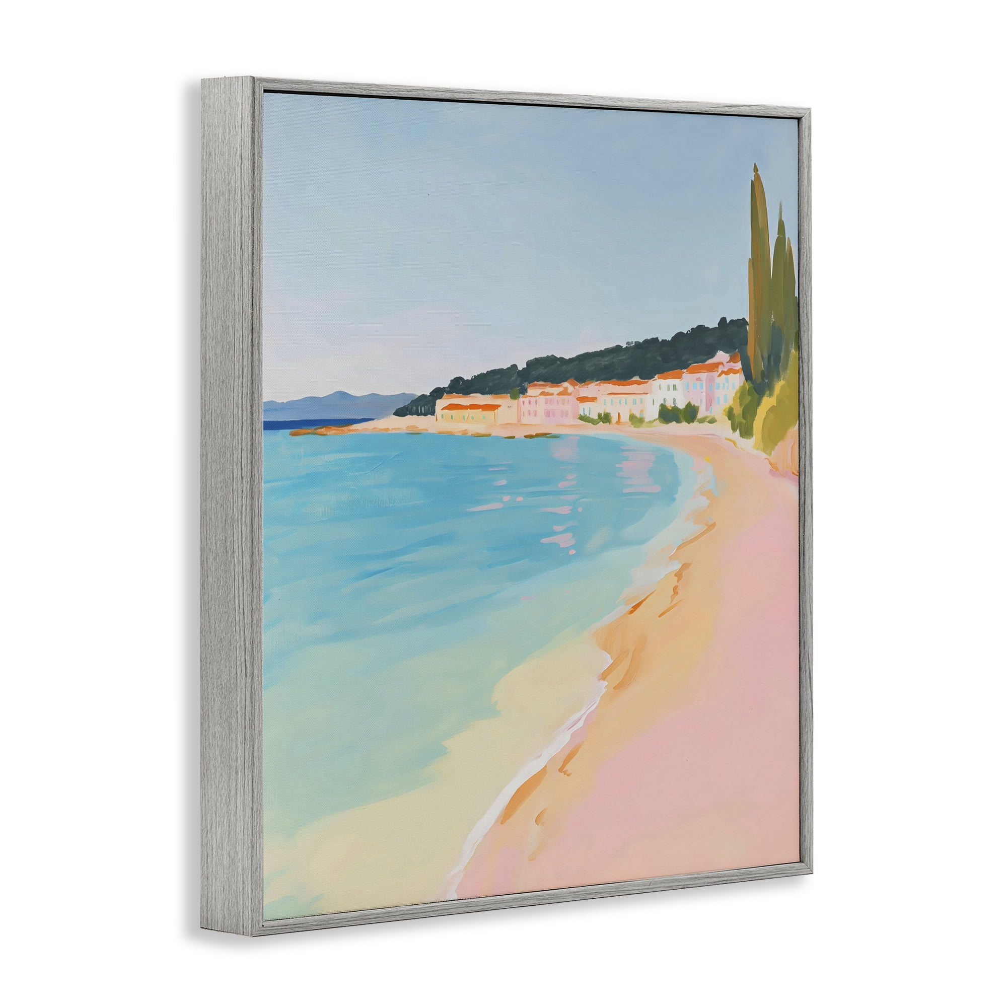 Stupell Industries Abstract Village By The Sea Gray Framed Giclee Art, design by The Prints Vibe