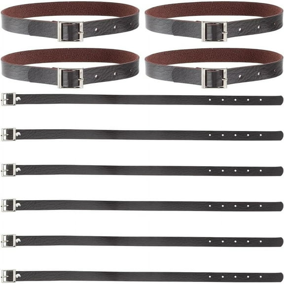 10Pcs Black Traditional Kilt Extender Straps Necklaces 17x0.8 Inch Scottish Stirrup PU Leather Cuff Armbands Coconut Brown