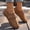 Khaki, variant on Women's Casual Moccasins, One-Foot Design Spring Style Flat Bottom Retro Outdoor Loafers Brown