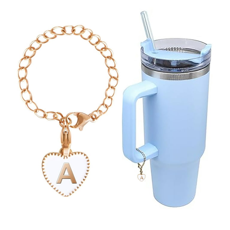 Twinkseal Tumbler Chain Pendant Tumbler Letter Charm Love Heart A-z Capital  Letter Water Cup Mug Handle Decoration Hanging Chain Pendant Tumbler  Accessories 