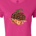 thumbnail image 4 of Inktastic Cheetah Print Pretty Pumpkin with Fall Leaves Women's T-Shirt, 4 of 5