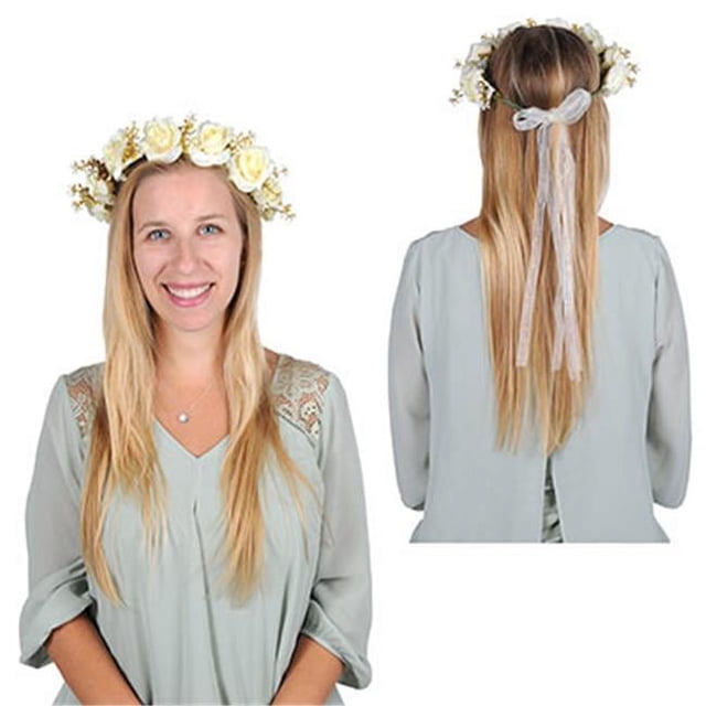 The Beistle 60855-W AdjustableFloral Crown, White