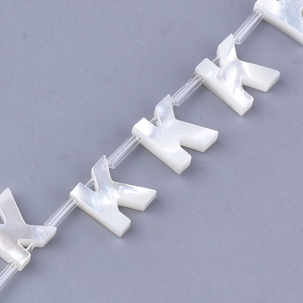 Natural Sea Shell Beads White Shell Mother of Pearl Shell Top Drilled Beads Letter.K 10x2.5-11.5x3mm Hole: 0.8mm