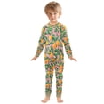 thumbnail image 6 of FORMRS Long Sleeve Top and Pants Pajama Set for Niños 2-Piece Sleepwear, Sizes 18M-8Y, Pink Oranges, 6 of 6