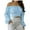 Blue, variant on LYXSSBYX Womens Long Sleeve Tops Clearance Woman's Strapless Long SleeveSolid Color Off Shoulder Ruched Lantern Sleeve Crop Tops