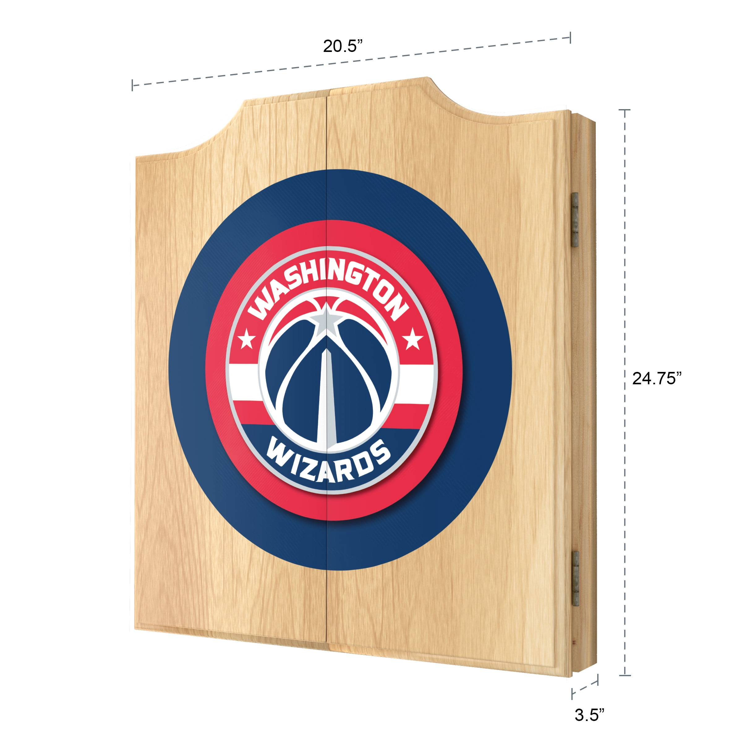 Washington Wizards Logo Dart Board Cabinet Set with 6 Steel Tip Darts