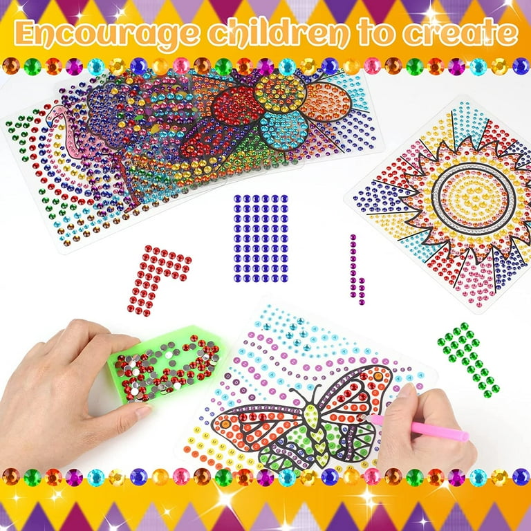 Diamond Painting Stickers Kits for Kids Big Gem Art Crafts for Girls Ages  8-12 DIY Paint by Numbers Kits Mosaic with Suncatchers for Kids Adults