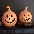thumbnail image 2 of Kalalou Terracotta Halloween Jack-O-Lanterns Pumpkins, Orange - Set of 2, 2 of 5
