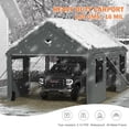 thumbnail image 4 of 10 ft. W x 20 ft. D Carport Canopy with Side Doors, Heavy Duty Car Ports with Sidewalls, Drive Through Portable Garage, Grey, 4 of 9
