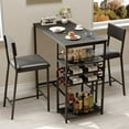 thumbnail image 2 of Yiwa Compact 3 Piece Dining Table Set, Features 2 Faux Leather Chairs, Built-In Wine Rack and Cup Holder, Rectangle Table with 4-Tier Shelves for Kitchen, Breakfast Nook, or Studio Apartment, 2 of 8