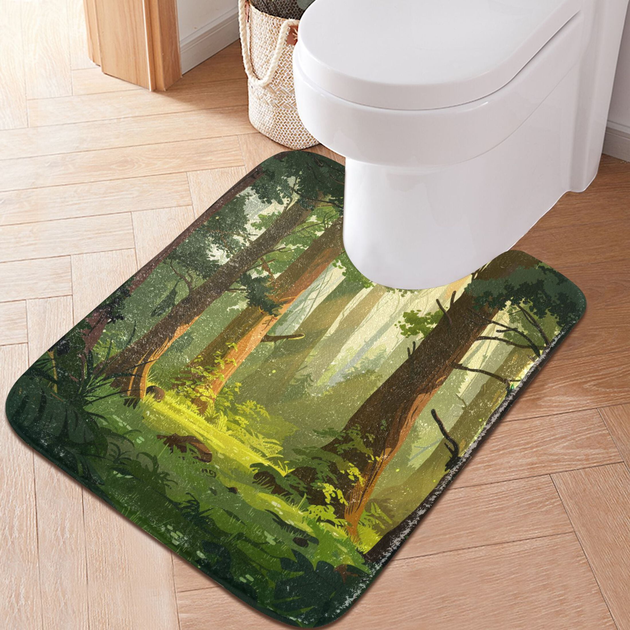 Ryvnso Trees Forest Bathroom Shaggy Rugs Toilet Mat Soft Contour Rug