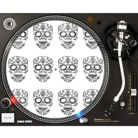 KuzmarK™ 12" DJ Turntable Slipmat - Sugar Skull Void