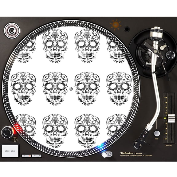 KuzmarK™ 12" DJ Turntable Slipmat - Sugar Skull Void