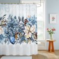 thumbnail image 4 of Shower Curtains for Bathroom, Blue Poinsettia Christmas Waterproof Fabric Shower Curtain, Xmas Botanical Balls Snowflake Decorative Bathroom Curtain for Bathtub, 36"x72", No Hooks Included, 4 of 9