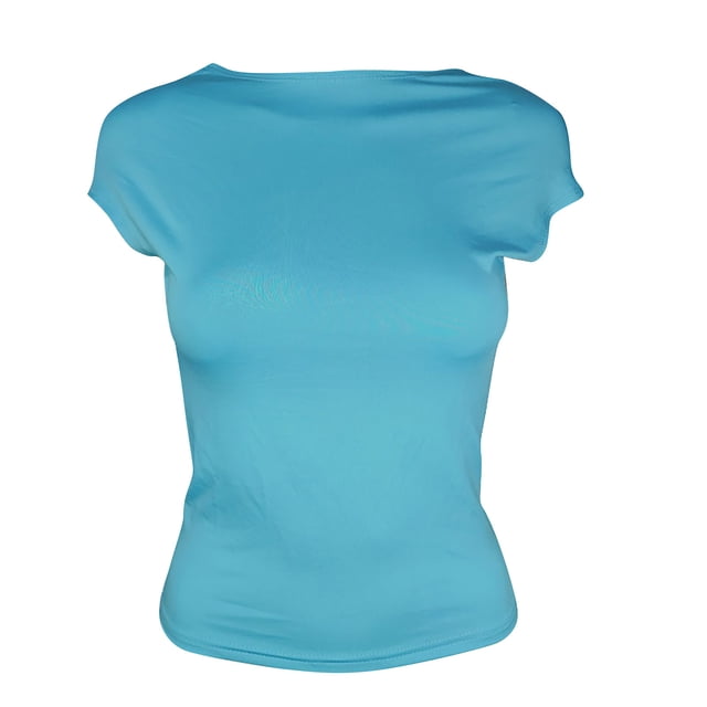 Timegard T-Shirts pour Femmes à Manches Cap, Col Rond, Coupe Ajustée, T-Shirts Confortables, Couleur Unie, Courts