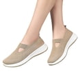 thumbnail image 4 of Mesh Mary Jane Flats for Women, Mary Jane Sneakers for Women, Women Classic Plus Size Round Toe Slip On Casual Loafers Lightweight Comfort Walking Footwear Non Slip Daily Flats, Khaki 7, 4 of 6