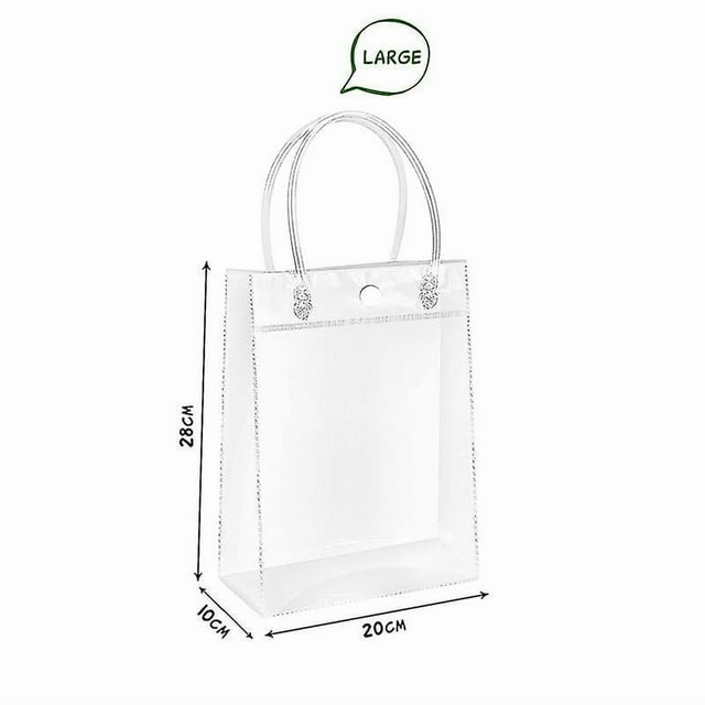 1pc Transparent Pvc Handbag Christmas Gift Packaging Bags With Handles Shopping Travel Clear