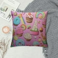 thumbnail image 2 of COMIO  Cute Dessert Throw Pillow Case Cushion Covers Ice Cream Donut Candy Cake Pattern with Pink Background for Couch Bed Sofa Car Waist, 2 of 5