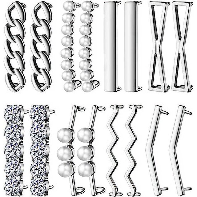 16 Piezas 8 Pares de Cordones de Zapatos Clips Decorativos para Zapatos DIY Hebillas de Decoración de Cordones de Zapatos con Perlas Falsas y Diamantes de Imitación Clips para Cordones para Zapatillas de Deporte JM