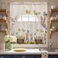 thumbnail image 3 of Easter Rabbit Swag Curtains Valance & Tier Set, Vintage Basket Colorful Egg Floral Linen Texture 3 Pcs Set Kitchen Swag Valances and Tiers 24 Inch Length Rod Pocket Curtain Drapes for Bedroom, 3 of 9