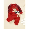 thumbnail image 4 of Bagilaanoe Newborn Baby Girl Boy Christmas Jumpsuit Deer Print Long Sleeve Bodysuit 3M 6M 9M 12M 18M Infant Knit One Piece Romper, 4 of 9