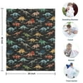 thumbnail image 4 of Black Cartoon Dinosaurs Infos Pattern Blanket,Comfortable Soft Flannel Throw Blanket,All Season,Warm Lightweight Blankets for Sofa Bed Couch Living Room Chair,30"x40", 4 of 4