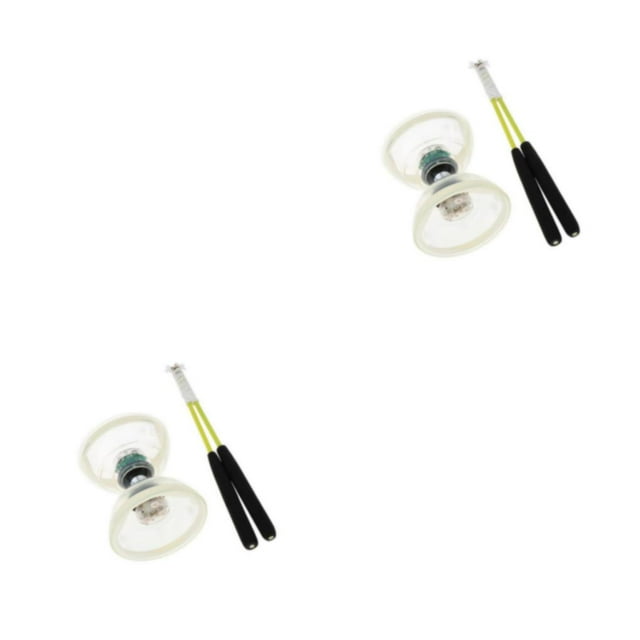 Guardoinrt Triple Lumières de Roulement Diabolo avec Bâtons Chaîne Durable et Accrocheur Blanc 13cm 2PCS