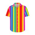 thumbnail image 4 of USNSM Men's Vertical Striped Turndown Collar Button Shirt Short Sleeve Summer Color Block Hawaiian Beach Vacation Striped Print Shirts Multicolor S, 4 of 5